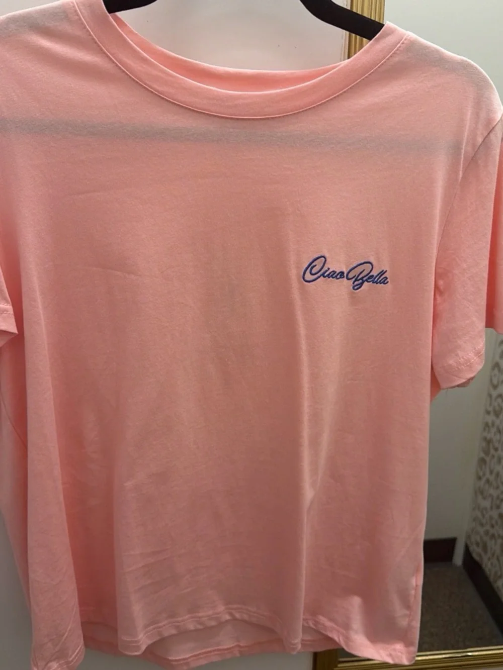 NWT Light Pink Ciao Bella Embroidered Short Sleeve Tee | S/M